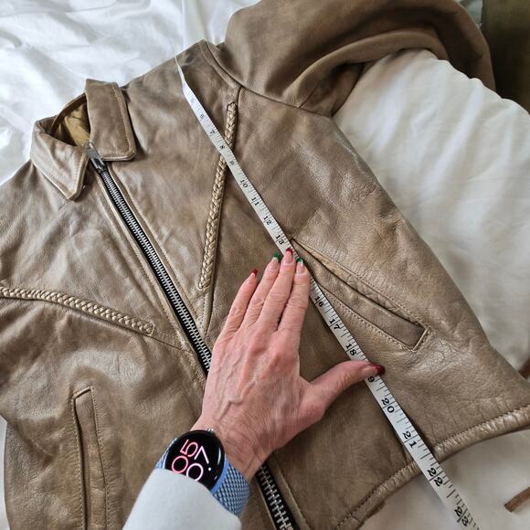 Tan Hot Leathers Motorcycle Jacket w Adjustable Straps - Picture 14 of 16